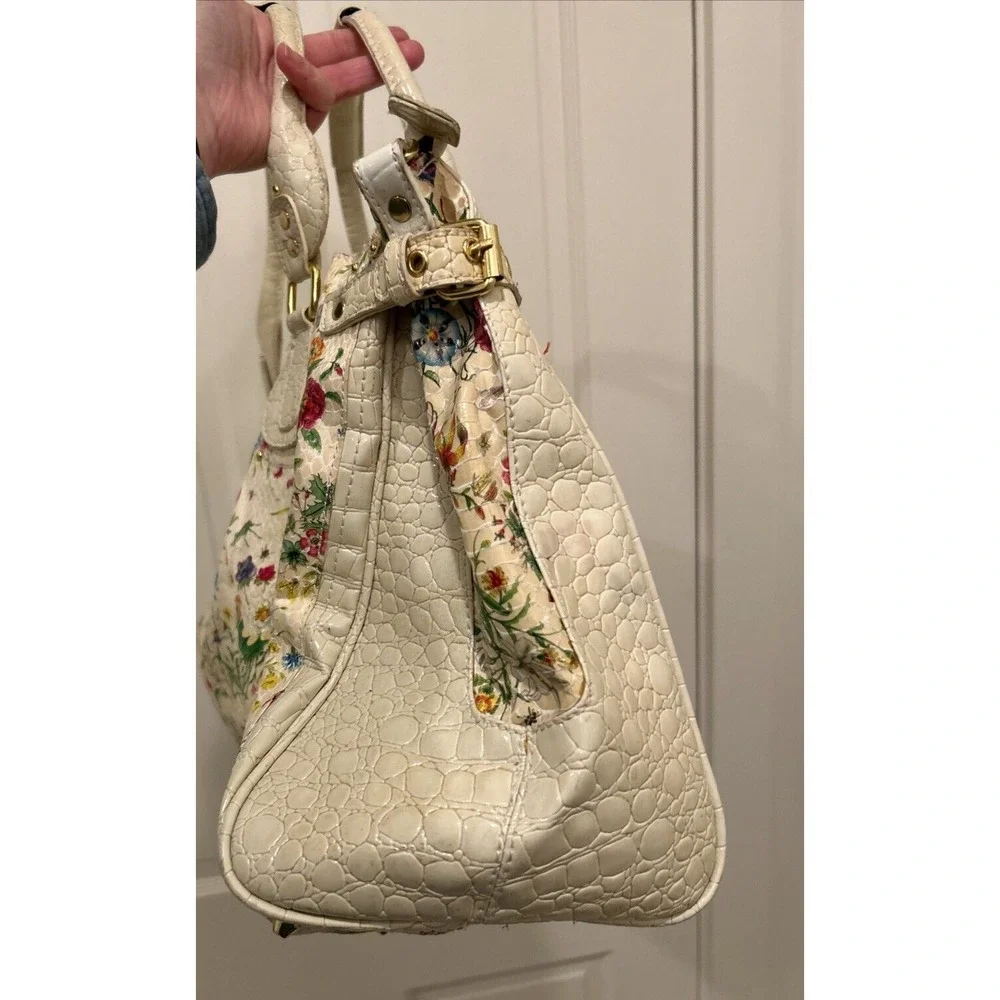 Nicole Lee Large Tote Bag/Purse Cream‎ w Floral Design